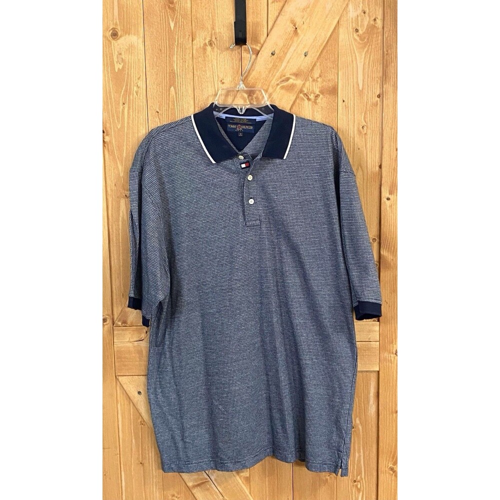 Vtg 2000s Tommy Hilfiger Golf Polo Shirt Mens Medium Blue Short Sleeve Logo